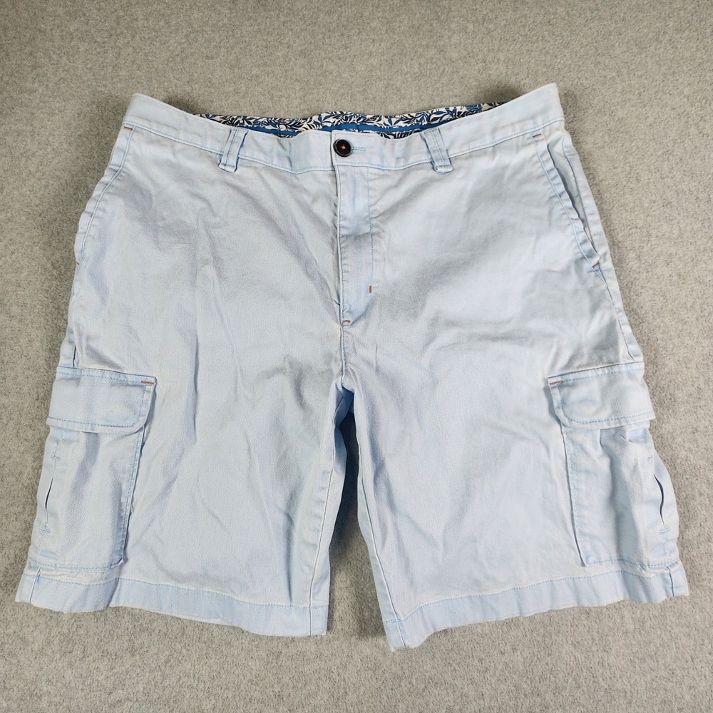 Tommy Bahama Cargo Shorts Mens Size 39x10 Light Blue Cotton‎ Spandex